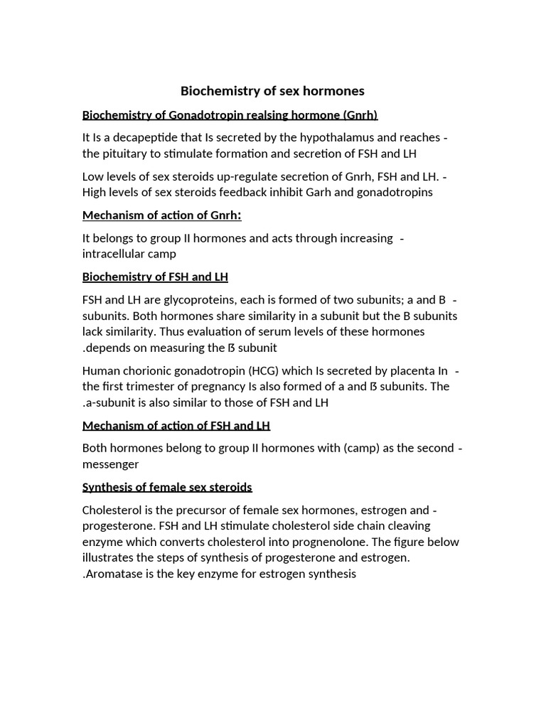 Biochemistry of Sex Hormones and Fertility | PDF | Luteinizing Hormone ...