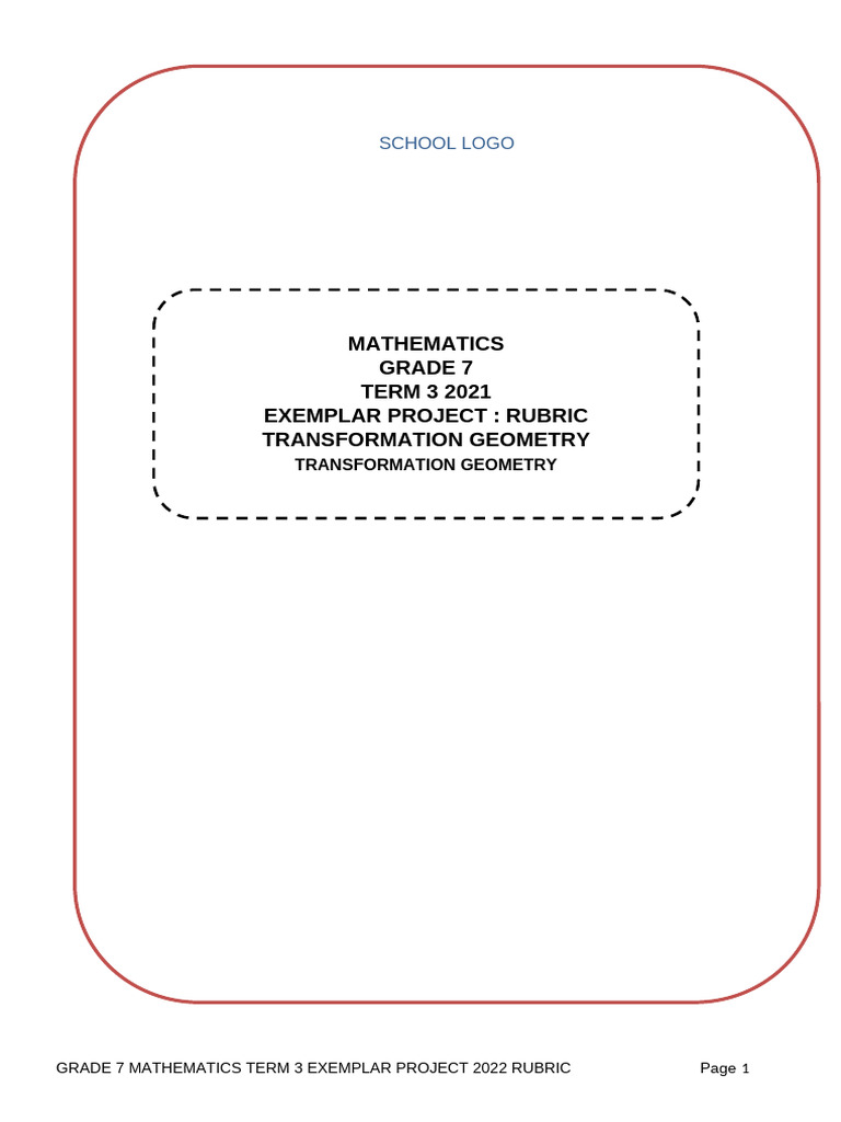 Grade 7 Maths Project Rubric 2022 | PDF | Elementary Geometry ...