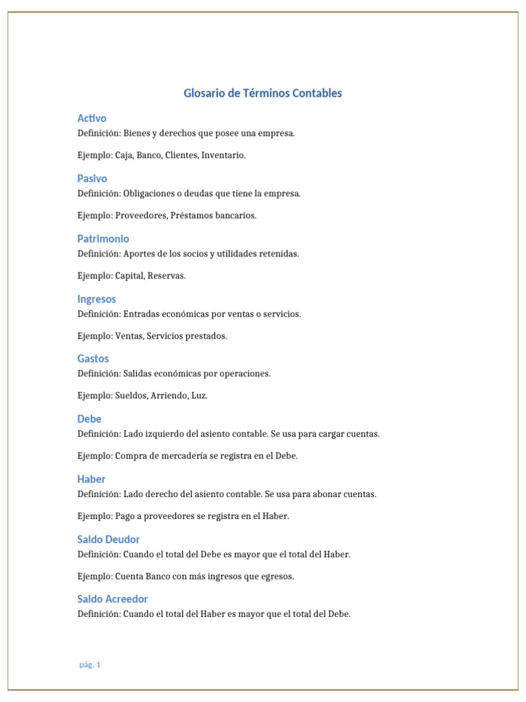 Glosario de Términos Contables Esenciales | PDF