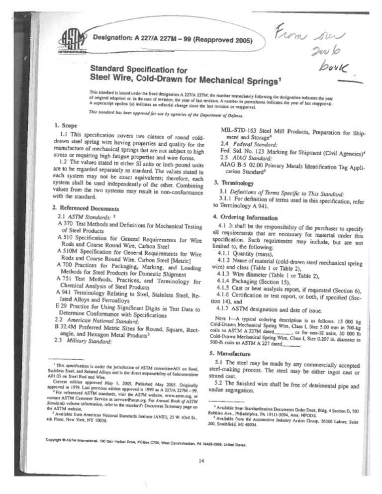 Astm A227 | PDF