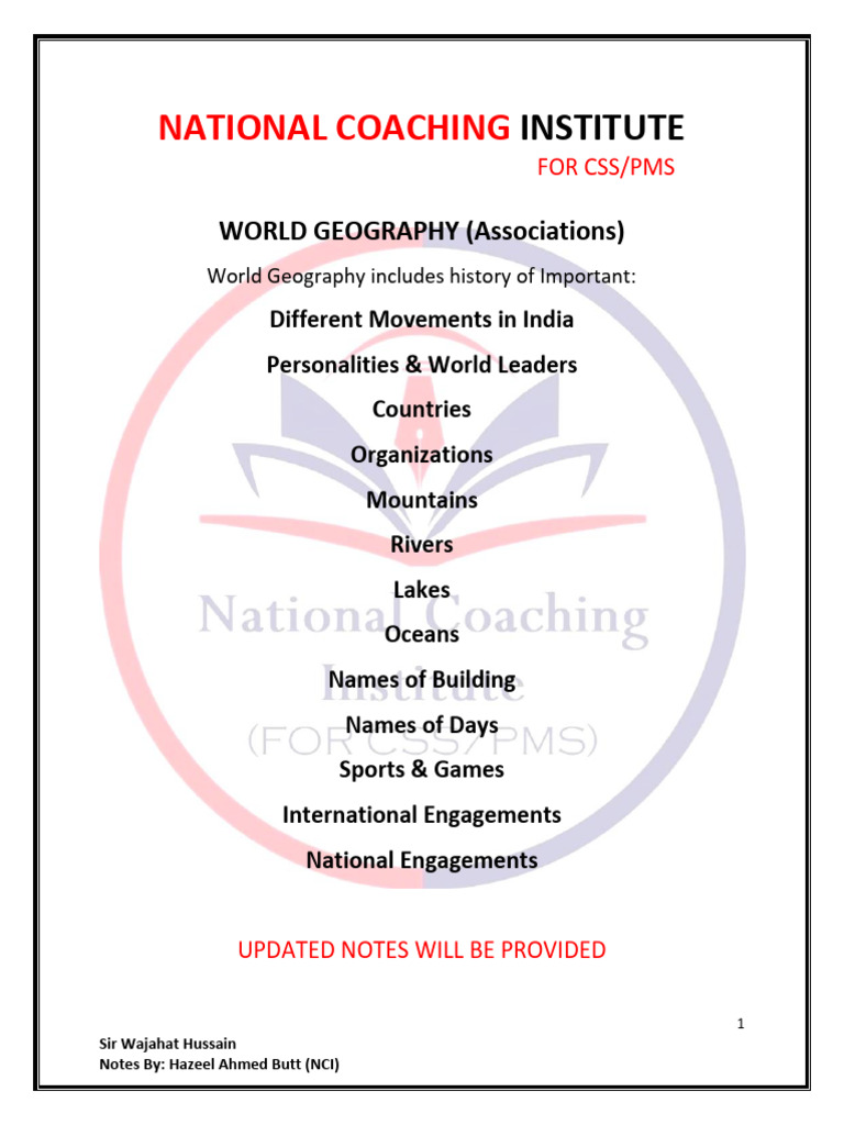 World Geography Notes for CSS/PMS | PDF | Pakistan | Afghanistan
