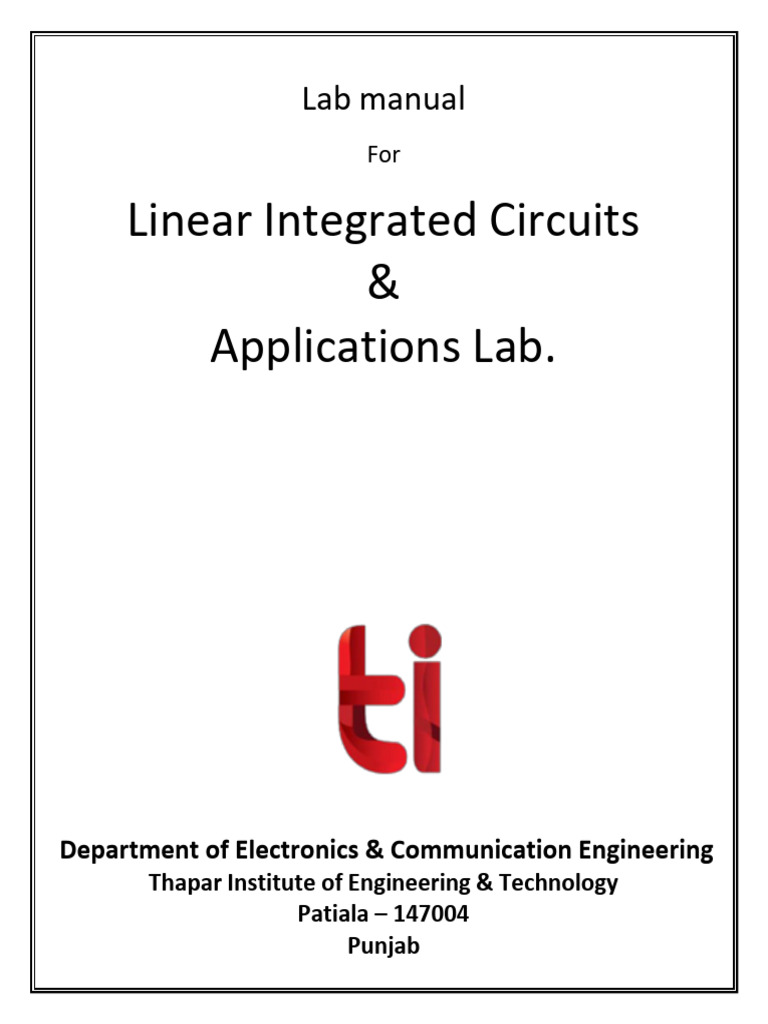 Linear Integrated Circuits Lab Manual | PDF | Operational Amplifier ...