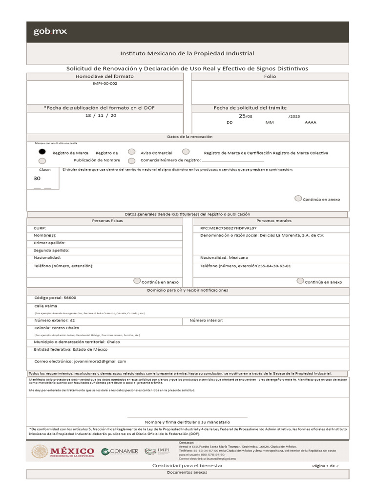 Impi 00 002 1 | PDF | México | Propiedad