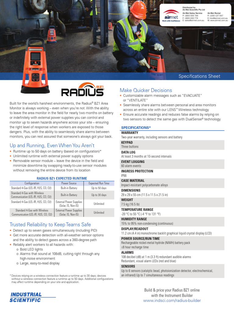 Radius BZ1 Area Monitor Overview | PDF | Carbon Dioxide | Oxide