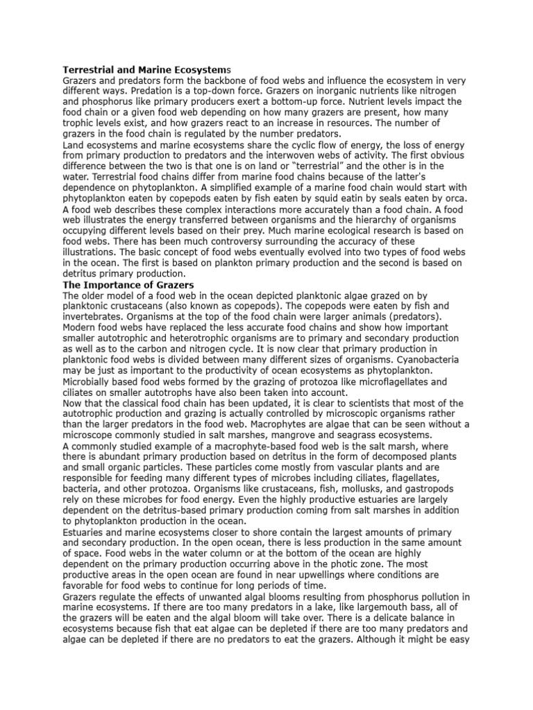 Grazers and Predators in Ecosystems | PDF | Food Web | Ecosystem