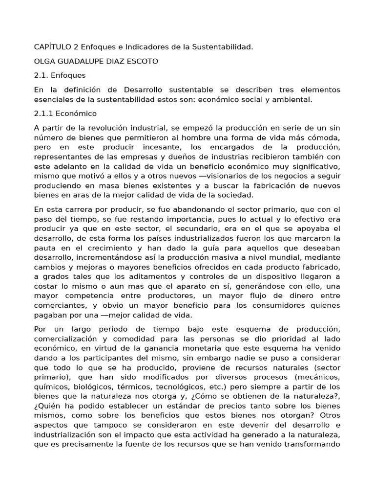 Enfoques e Indicadores de Sustentabilidad | PDF | Entorno natural ...
