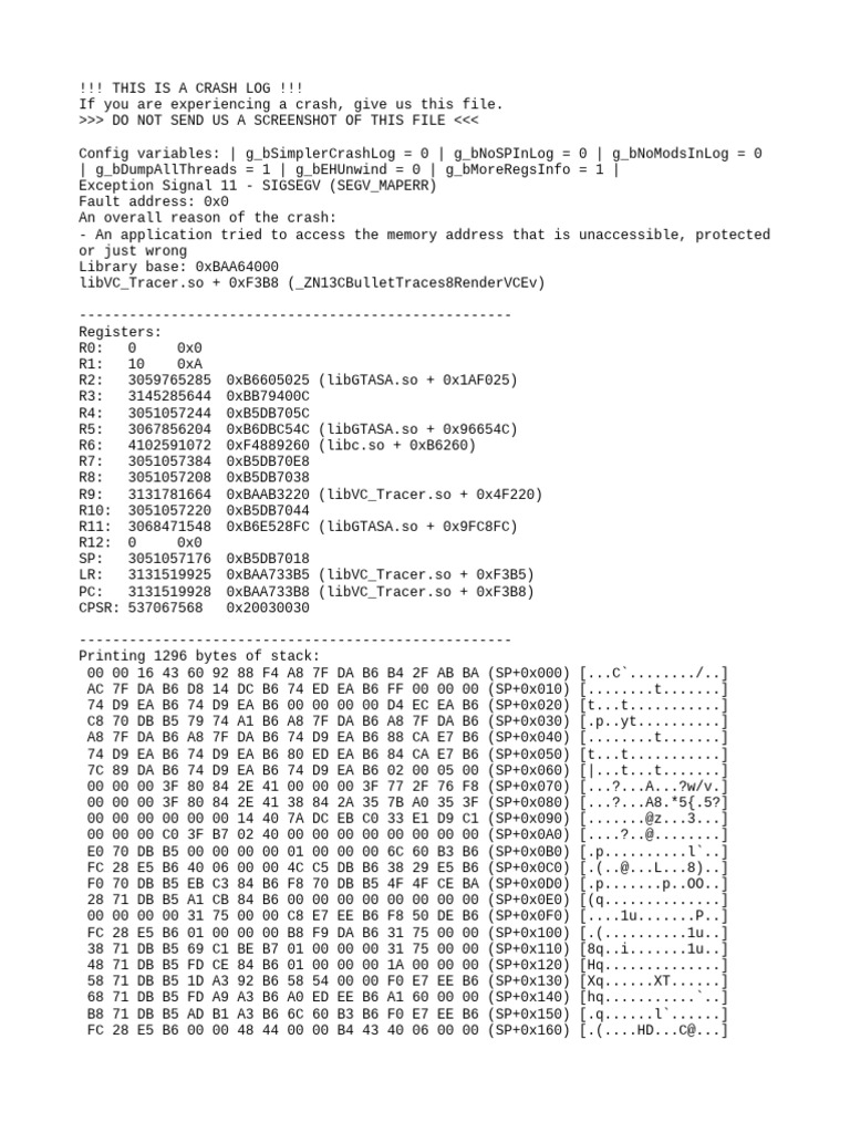 Crash Log Analysis and Details | PDF