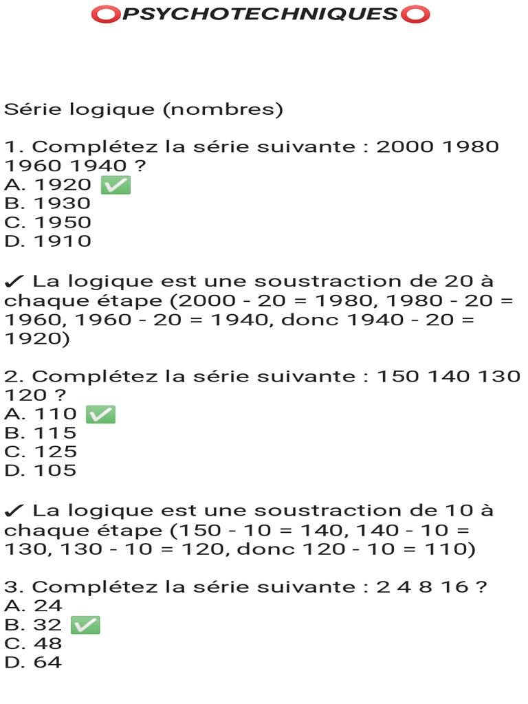 Séries logiques et questions générales | PDF