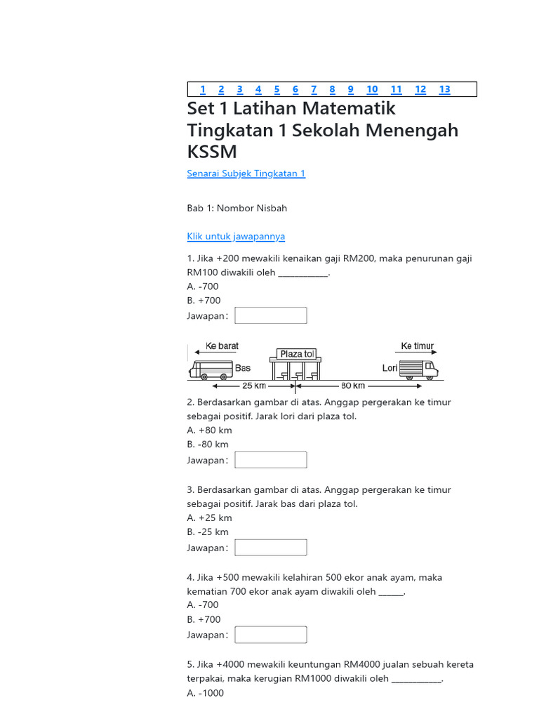 Latihan Matematik Tingkatan 1 | PDF