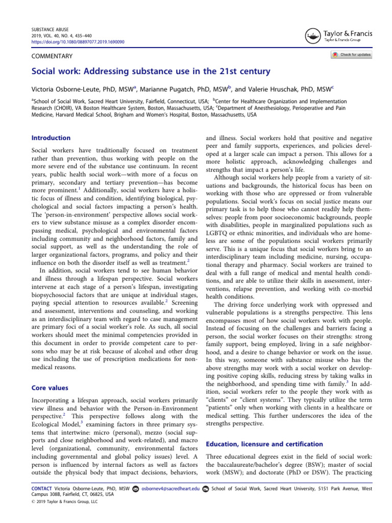 Social Work and Substance Use Strategies | PDF | Social Work ...