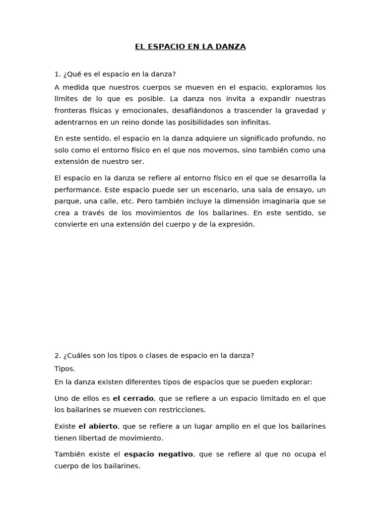 El Espacio en La Danza | PDF | Bailes | Conceptos psicologicos