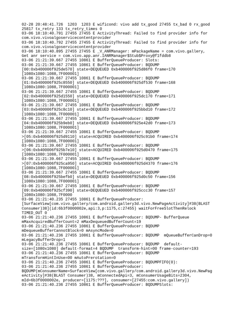 Vivo Gallery Buffer Queue Errors | PDF