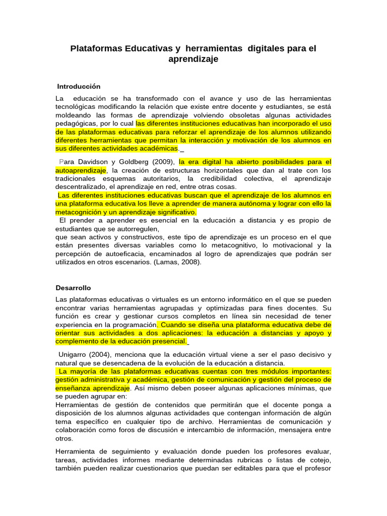 Herramientas Digitales en Educación | PDF | Aprendizaje | Moodle