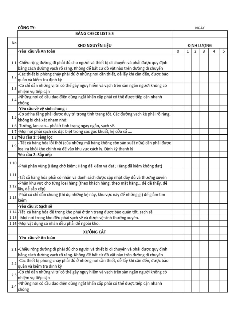 Check List 5S | PDF