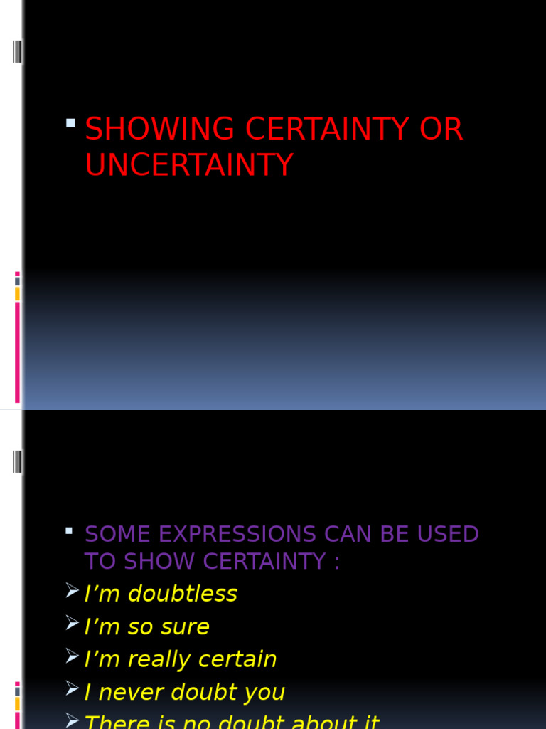 Certainty vs. Uncertainty Expressions | PDF