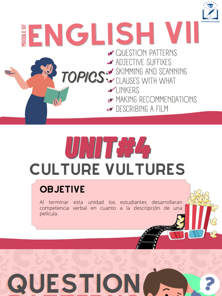 English VII: Question Patterns & Film Descriptions | PDF | Adjective ...