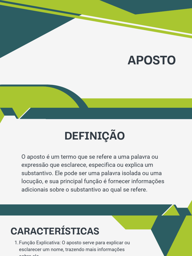 Definição e Funções do Aposto | PDF | Palavra | Substantivo