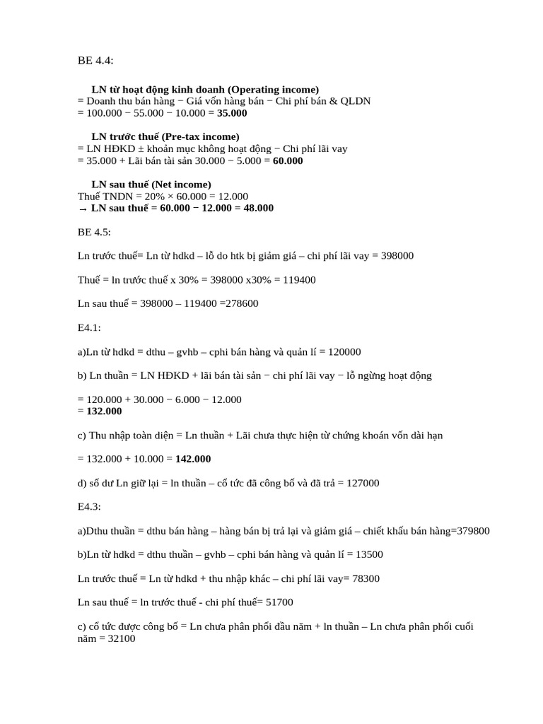 KTTC CB - BT Chương 4 | PDF