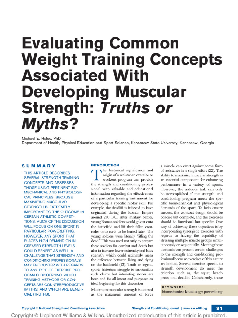 Evaluating Common Weight Training Concepts.15 | PDF | Strength Training ...