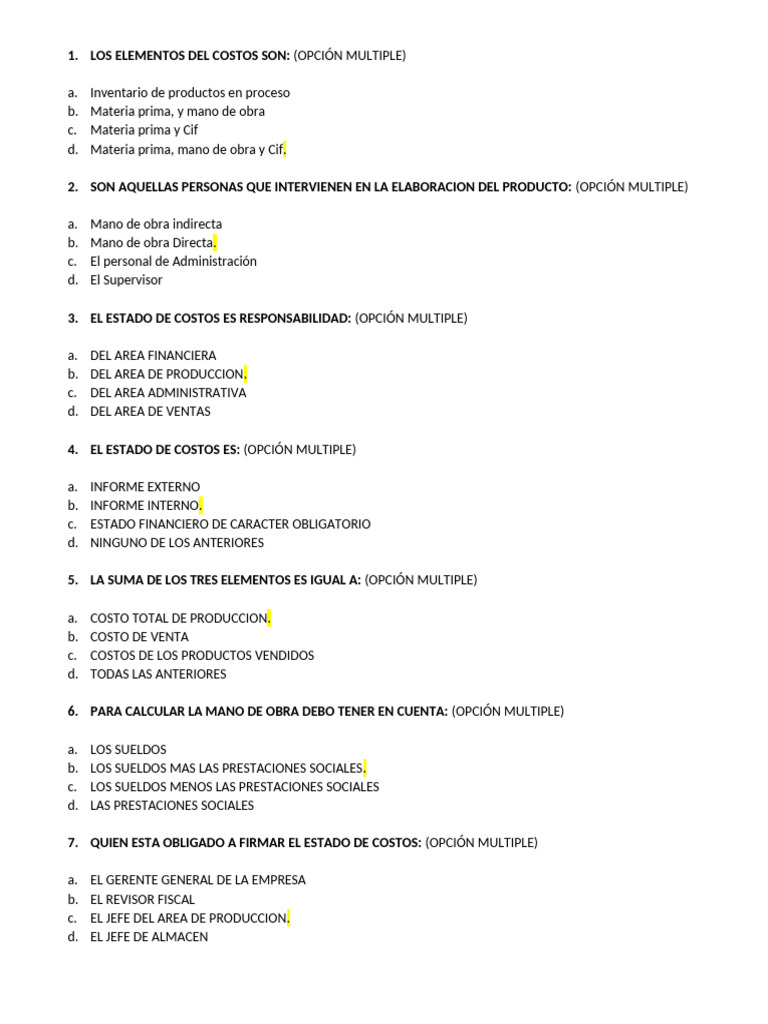 Elementos y Cálculos de Costos Empresariales | PDF | Estado financiero ...