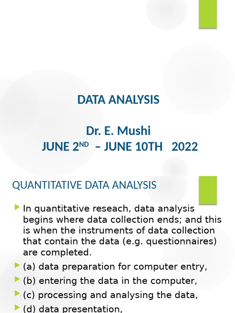 Quantitative Data Analysis Guide | PDF | Standard Deviation | Skewness