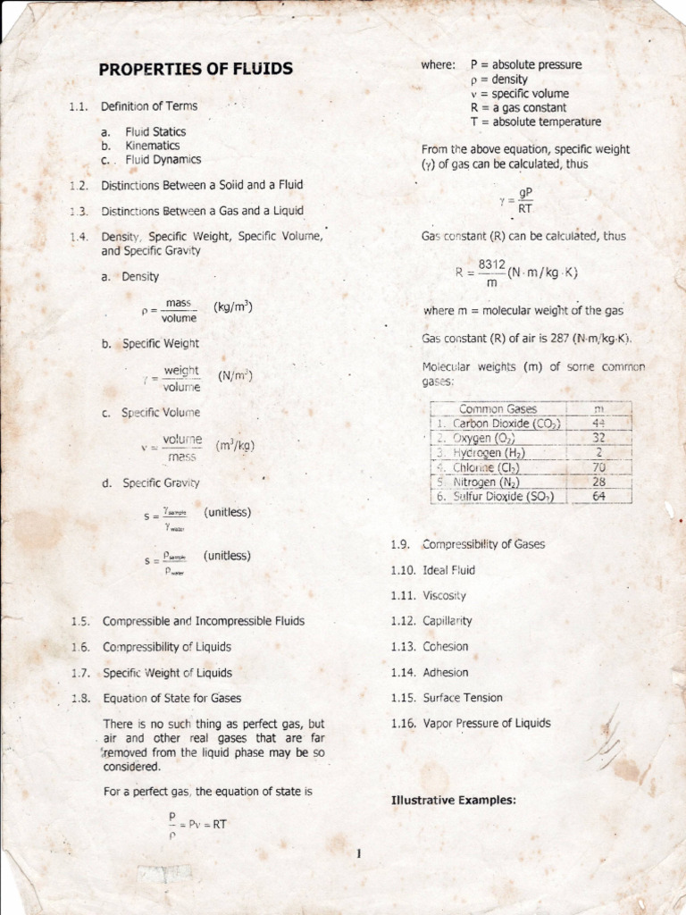 Fluid Mechanics Lecture Manual | PDF