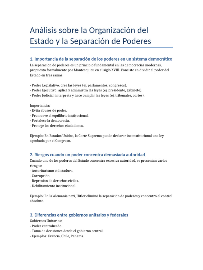 Organizacion Del Estado y Separacion de Poderes Panama Actualizado ...