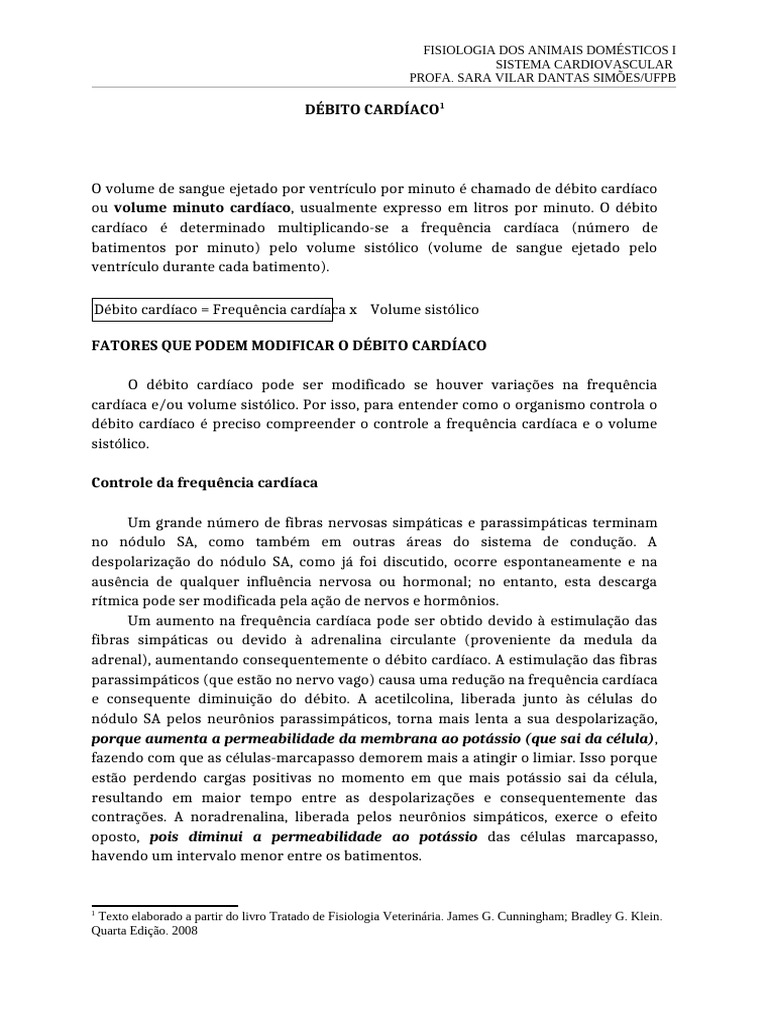 Fatores do Débito Cardíaco em Animais | PDF | Coração | Músculo