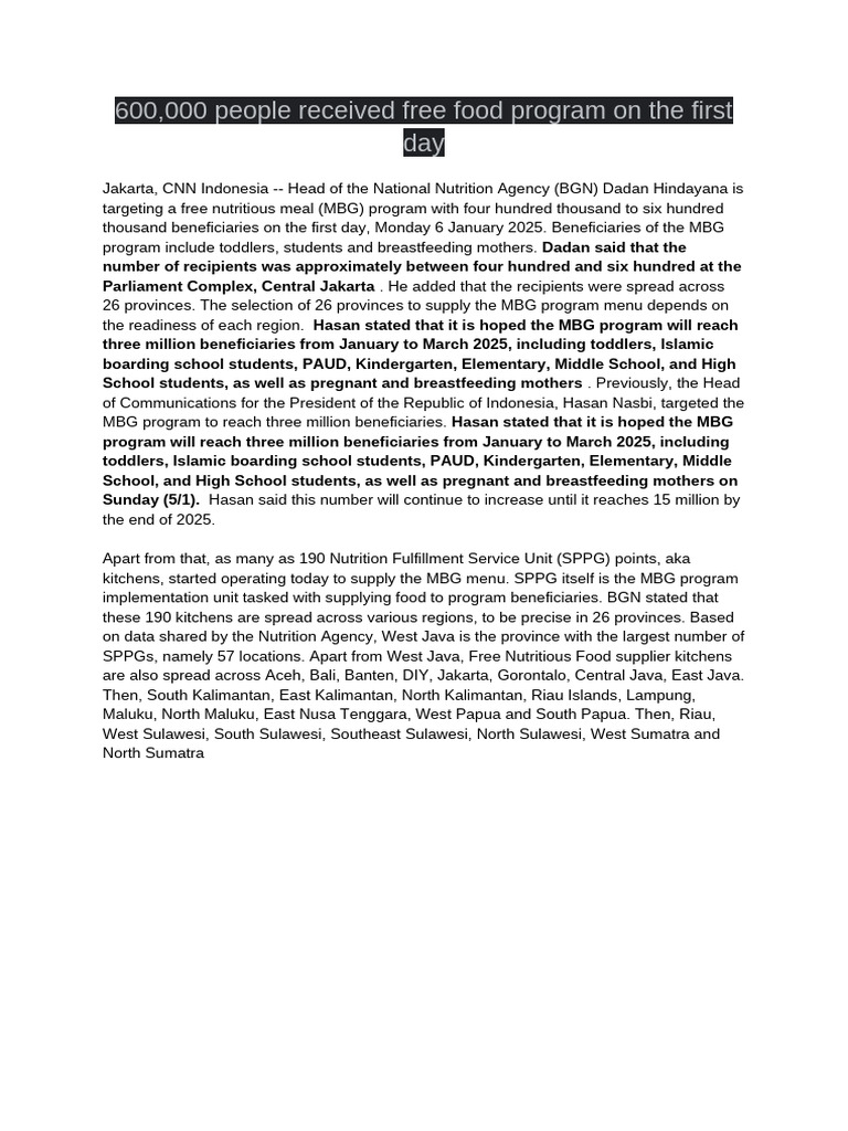 Free Nutritious Meal Program Launch | PDF