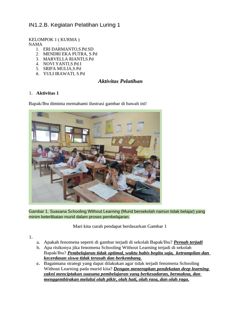 Pelatihan Luring: Mengatasi Schooling Without Learning | PDF