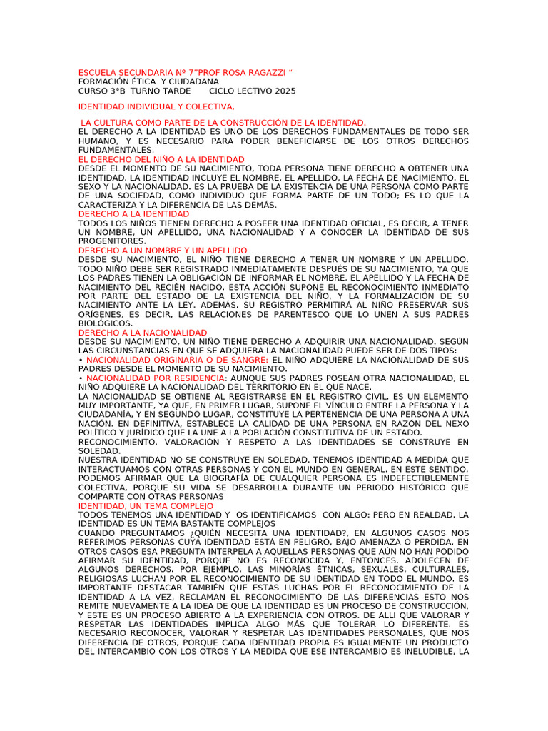 Derecho a la Identidad y Cultura | PDF | Nacionalidad | Institución