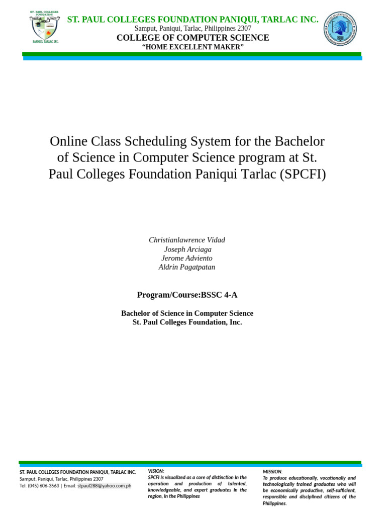 Online Class Scheduling System for SPCFI | PDF | Usability | Science