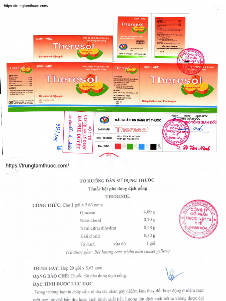 HDSD Thuoc Theresol Trungtamthuoc | PDF