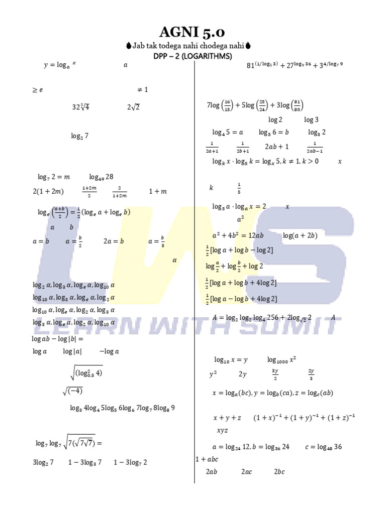 Logarithms Practice Questions | PDF | Logarithm | Numbers