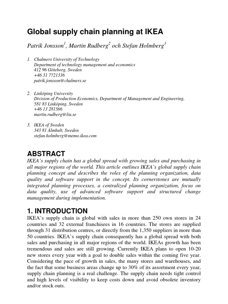 Ikea Supply Chain | PDF | Supply Chain Management | Supply Chain