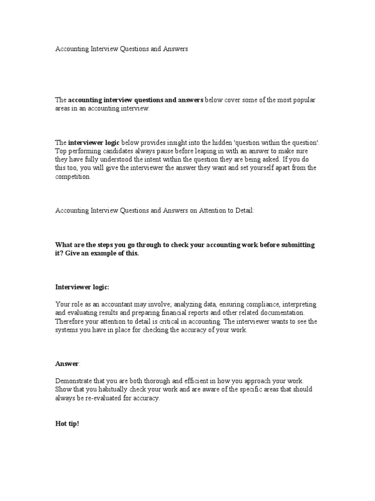 Essential Accounting Interview Q&A Guide | PDF | Accounts Payable | Job ...