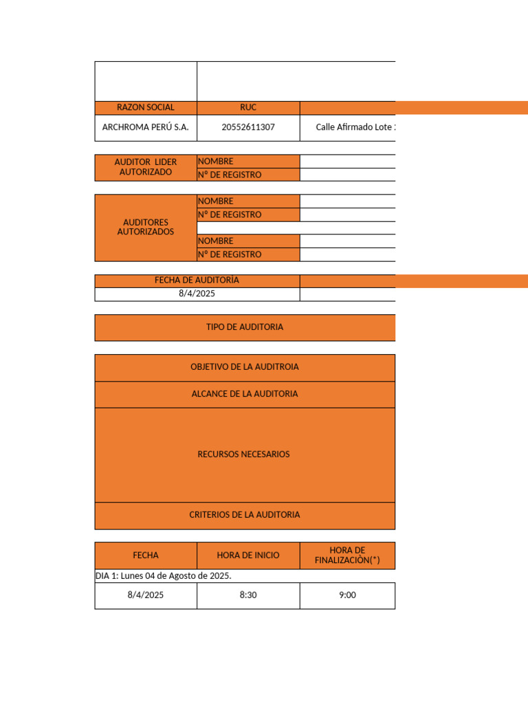 Plan de Auditoría ISO 45001 2025 | PDF | Auditoría | Logística