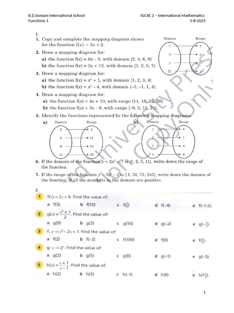 IGCSE International Mathematics Functions | PDF
