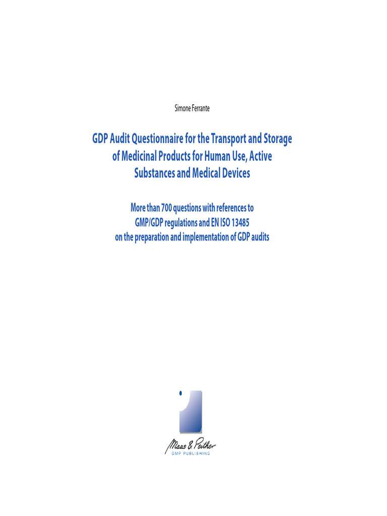 GDP Audit Questionnaire for Medicinal Products | PDF | Warehouse ...