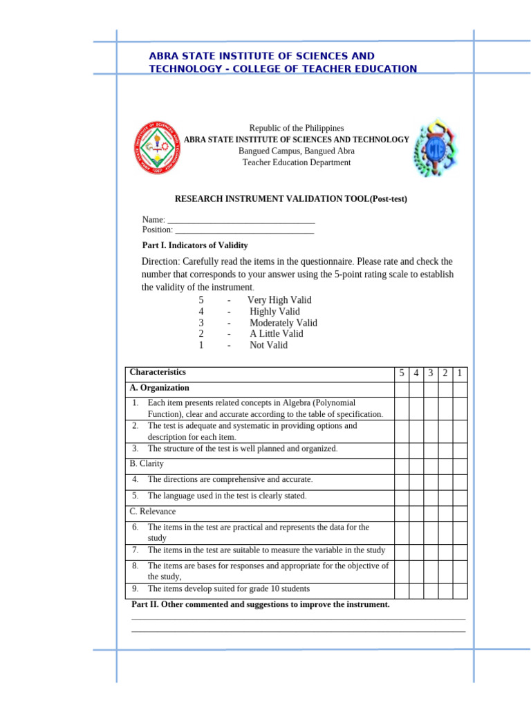 Research Instrument Validation Tool | PDF