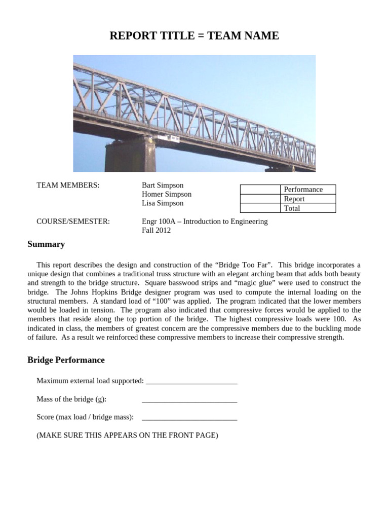Bridge Report Sample | PDF