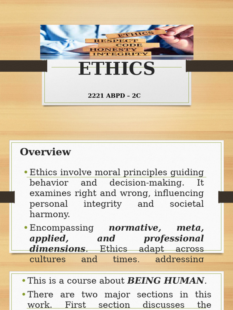 Lesson 1 Ethics Presentation | PDF | Morality | Liberal Arts Education
