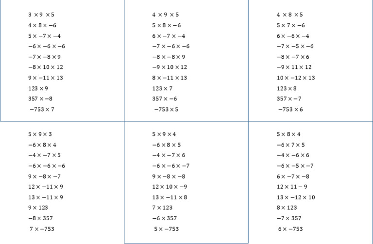 Math Multiplication Problems Worksheet | PDF