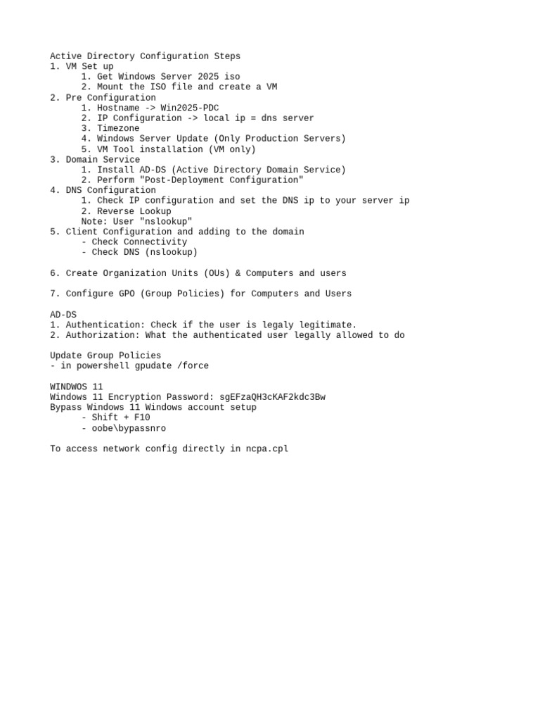 Active Directory Setup Guide for Windows 2025 | PDF