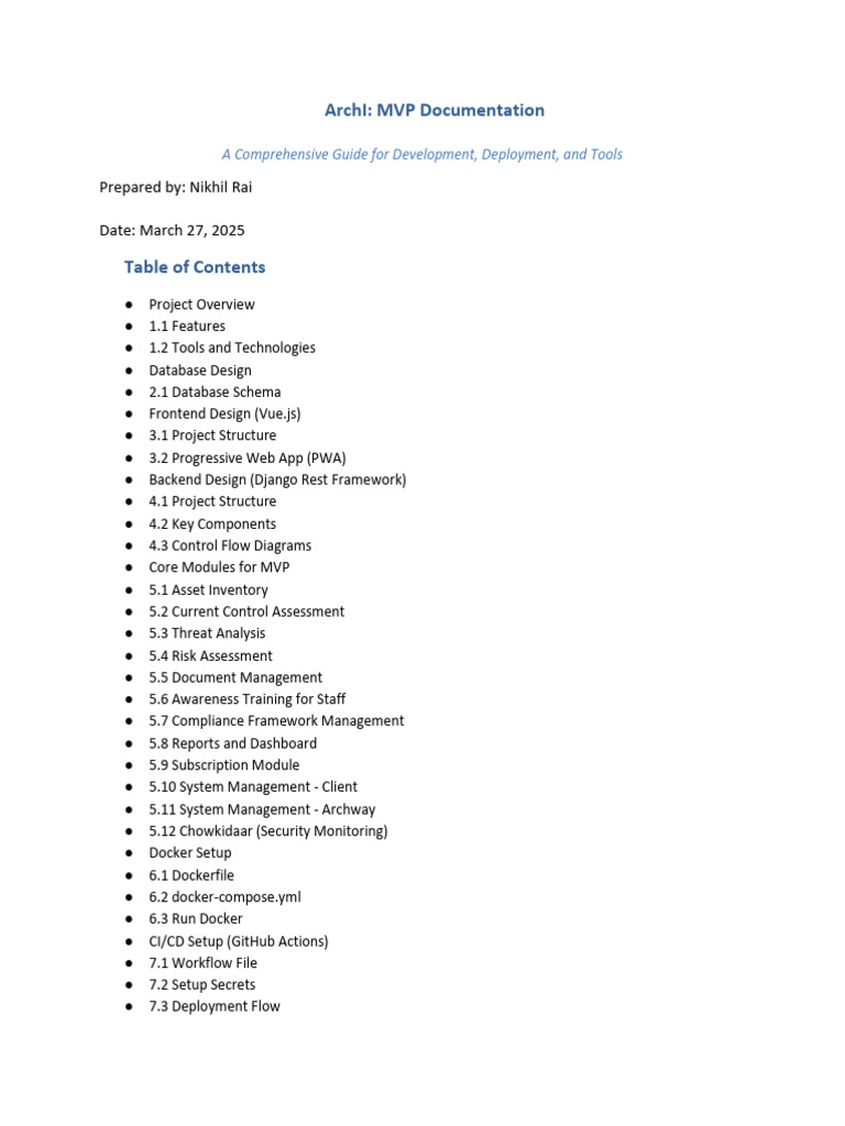 ArchI MVP Documentation Guide | PDF | Computing | Software