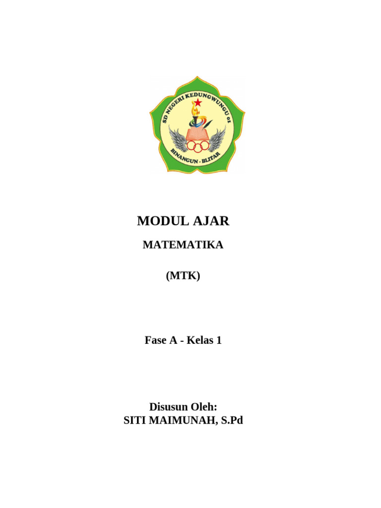 Modul Ajar Matematika Kelas 1 SD | PDF