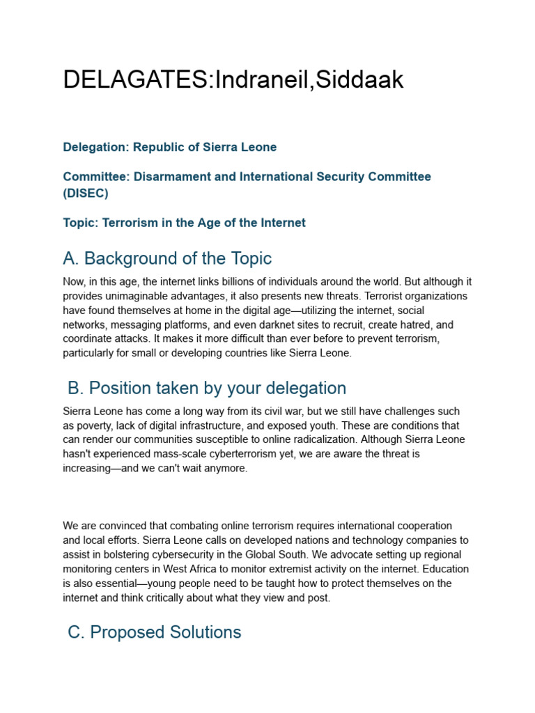 Sierra Leone's Stance on Internet Terrorism | PDF
