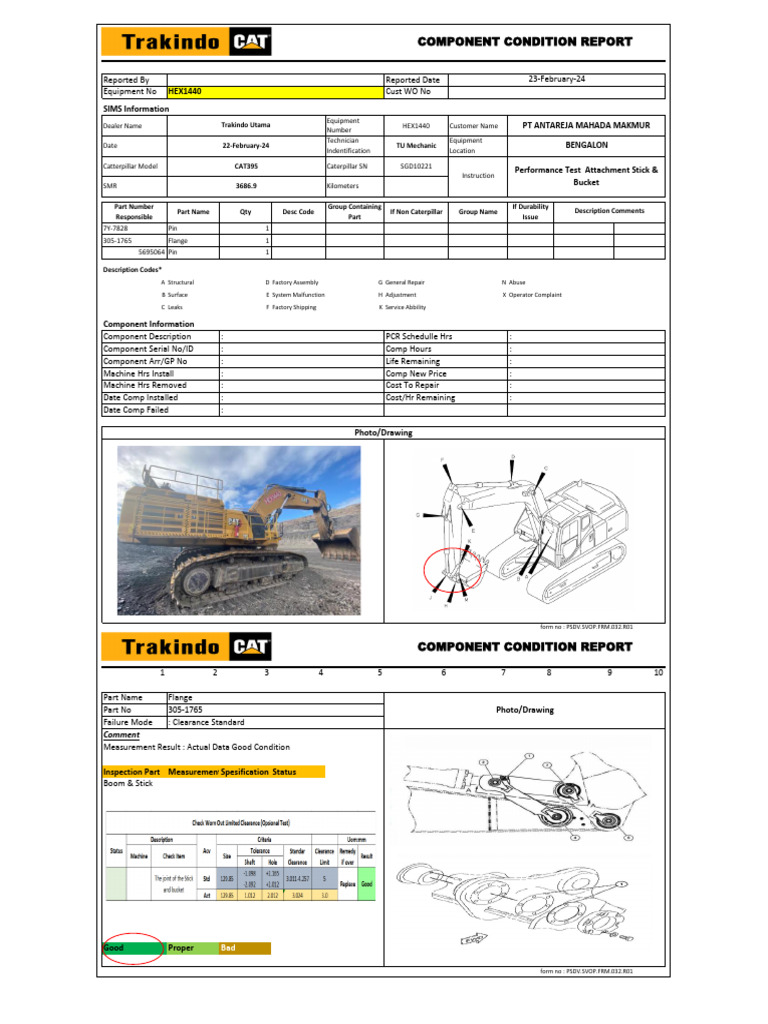 Caterpillar Component Condition Report | PDF