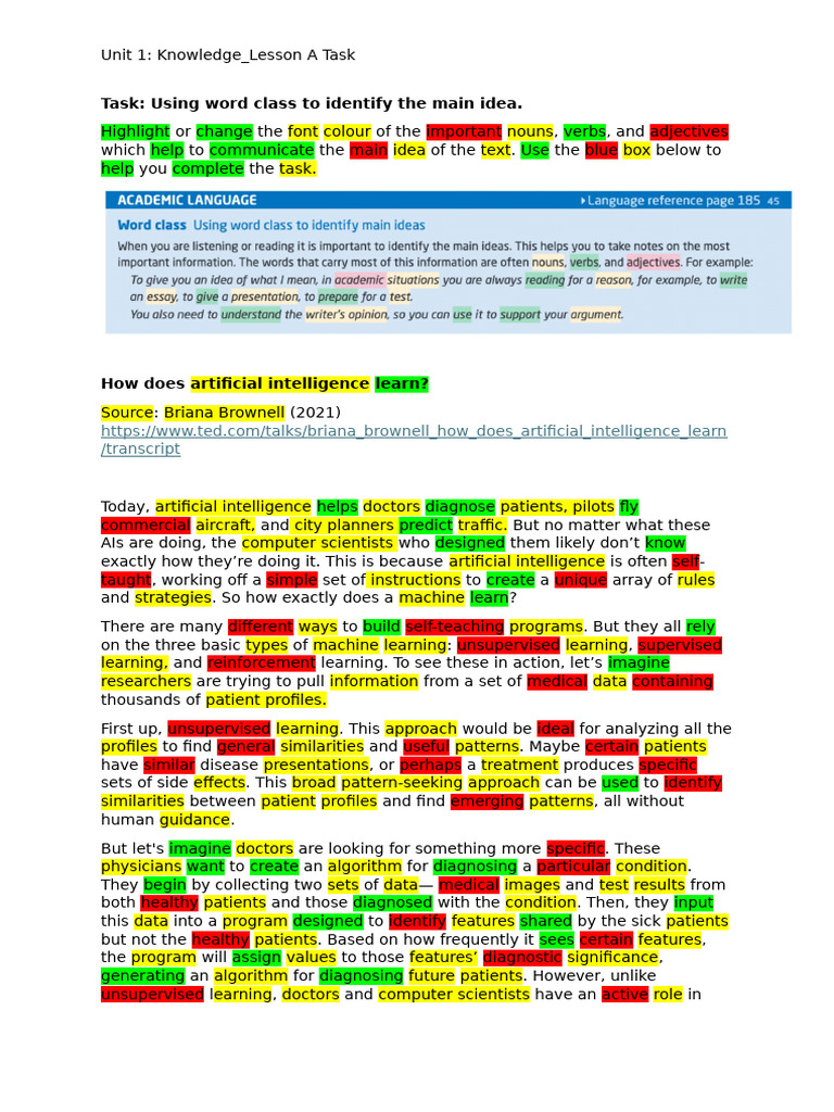 How Does Artificial Intelligence Learn Unit 1 - Canvas 1 | PDF ...