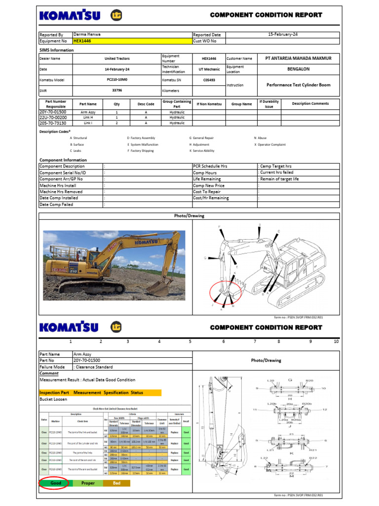 Component Condition Report for Equipment | PDF